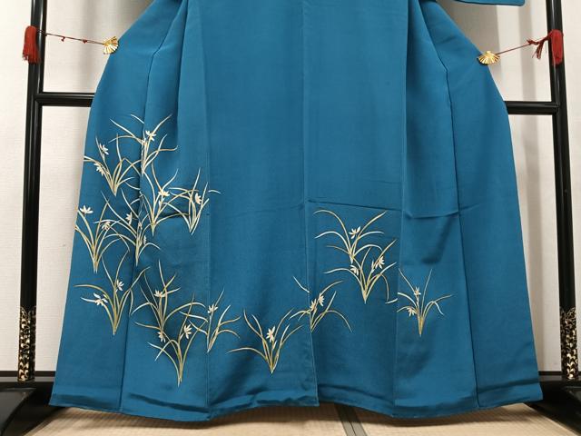 平和屋着物●訪問着 草花文 金彩 鬼しぼ縮緬 正絹 逸品 AABJ7259ph