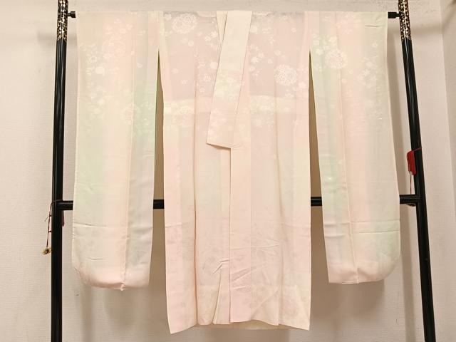 平和屋着物●振袖用長襦袢 無双仕立て 花地紋 暈し染め 正絹 逸品 AABJ7266ph