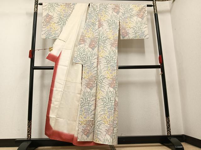 平和屋着物●本場大島紬 草花文 正絹 逸品 AABJ7272ph