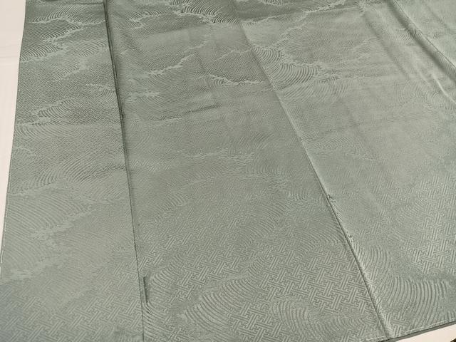 平和屋着物●上質な色無地 利休鼠色 立波地紋 正絹 逸品 未使用 AABJ7273ph