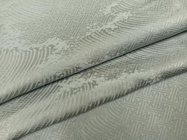 平和屋着物●上質な色無地 利休鼠色 立波地紋 正絹 逸品 未使用 AABJ7273ph