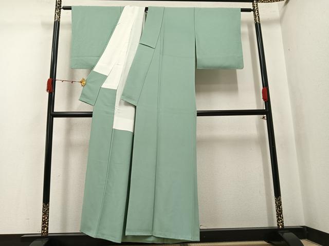 平和屋着物●上質な色無地 裏葉柳色 正絹 逸品 AABJ7274ph
