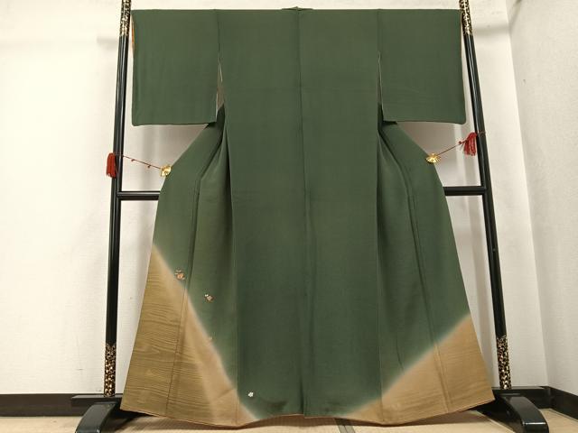 平和屋着物●色留訪問着 駒刺繍 草花文 暈し染め 金彩 鬼しぼ縮緬 正絹 逸品 AABJ7279ph