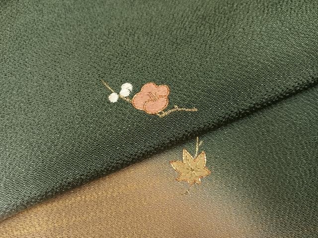 平和屋着物●色留訪問着 駒刺繍 草花文 暈し染め 金彩 鬼しぼ縮緬 正絹 逸品 AABJ7279ph