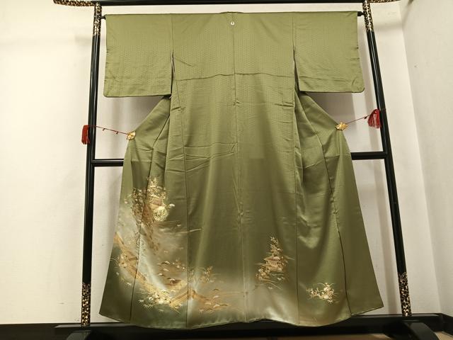 平和屋着物●豪華色留 松竹梅風景文 暈し染め 金彩 正絹 逸品 AABJ7280ph