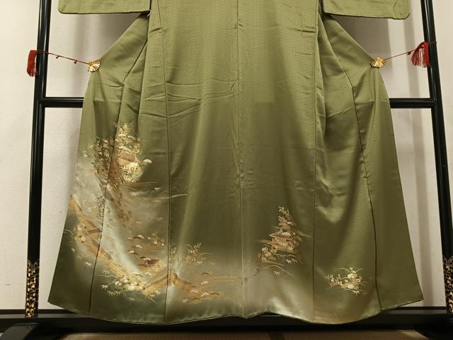 平和屋着物●豪華色留 松竹梅風景文 暈し染め 金彩 正絹 逸品 AABJ7280ph