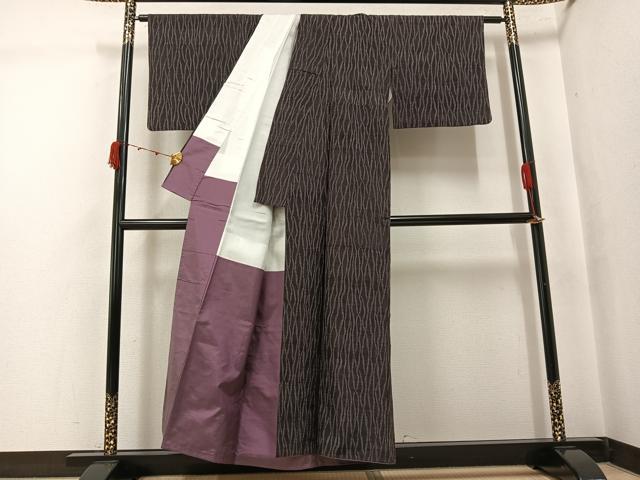 平和屋着物●上質な紬 変わり間道 正絹 逸品 AABJ7283ph