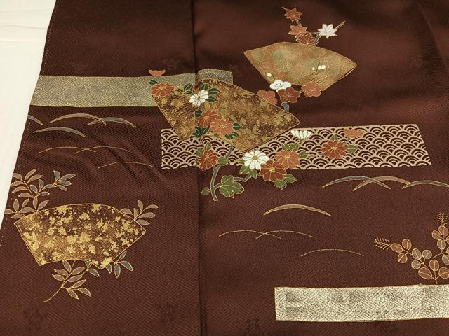 平和屋着物●訪問着 地紙花青海波 金彩 正絹 逸品 AABJ7285ph