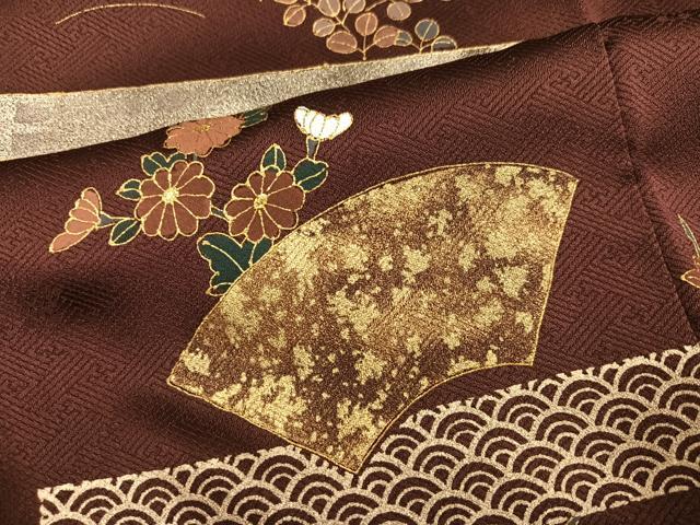 平和屋着物●訪問着 地紙花青海波 金彩 正絹 逸品 AABJ7285ph