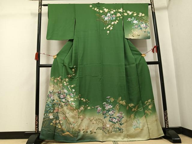 平和屋着物●訪問着 花鳥文 暈し染め 金銀彩 正絹 逸品 AABJ7286ph