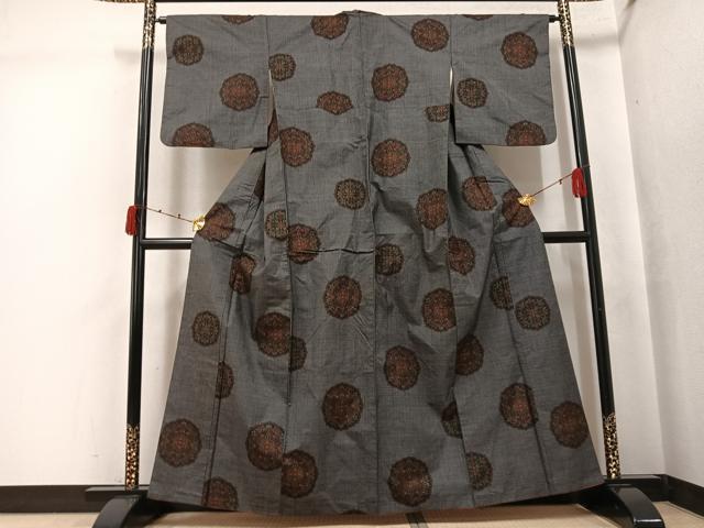 平和屋着物●本場大島紬 一元7マルキ 草花文 正絹 逸品 AABJ7295ph