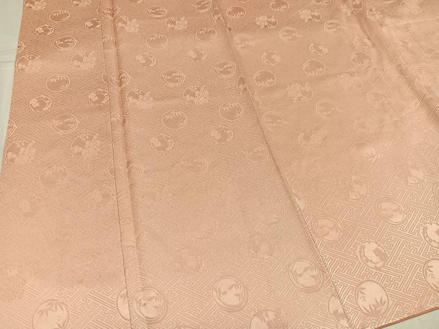 平和屋着物●上質な色無地 草花地紋 人色 正絹 逸品 AABJ7296ph