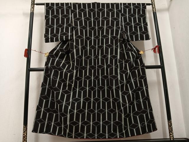 平和屋着物●久留米絣 幾何学文様 綿 逸品 未使用 AABJ7301ph