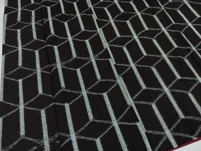 平和屋着物●久留米絣 幾何学文様 綿 逸品 未使用 AABJ7301ph