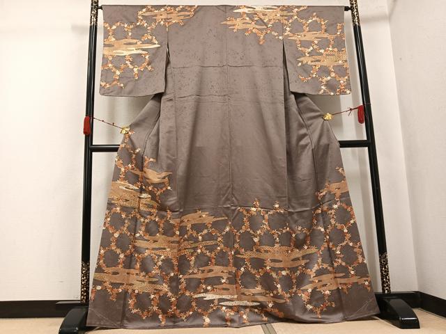 平和屋着物●訪問着 駒刺繍 霞草花文 金彩 正絹 逸品 未使用 AABJ7303ph
