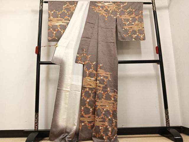 平和屋着物●訪問着 駒刺繍 霞草花文 金彩 正絹 逸品 未使用 AABJ7303ph