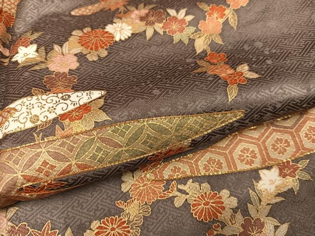 平和屋着物●訪問着 駒刺繍 霞草花文 金彩 正絹 逸品 未使用 AABJ7303ph