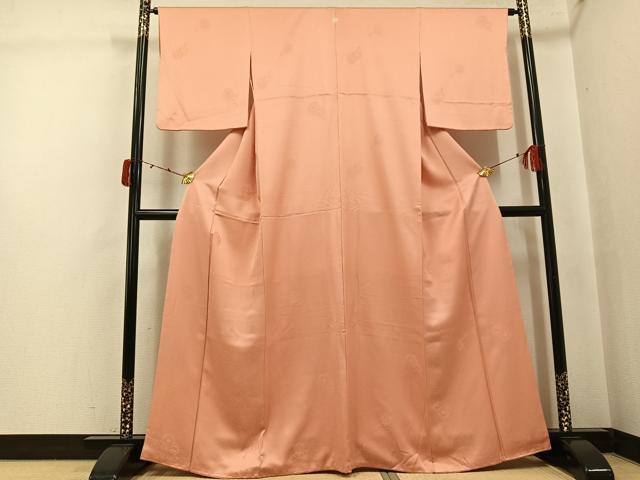平和屋着物●上質な色無地 鏡裏地紋 一斤染色 正絹 逸品 AABJ7306ph