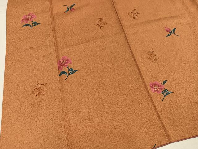 平和屋着物●上質な小紋 刺繍 草花文 やまと誂製 正絹 逸品 AABJ7312ph