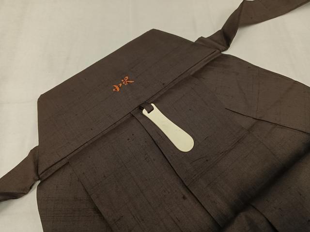 平和屋着物●男性 馬乗り袴 紬地 色無地 海松茶色 正絹 逸品 未使用 AABJ7313ph