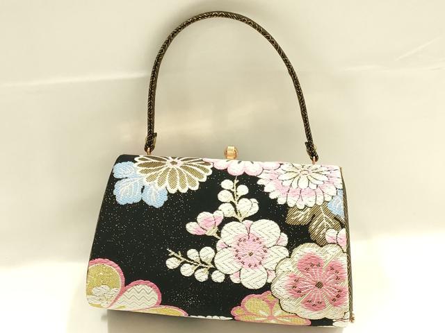 平和屋着物●和装小物 和装バッグ ハンドバッグ 振袖用 花柄 菊 金糸 逸品 AABJ7324ay