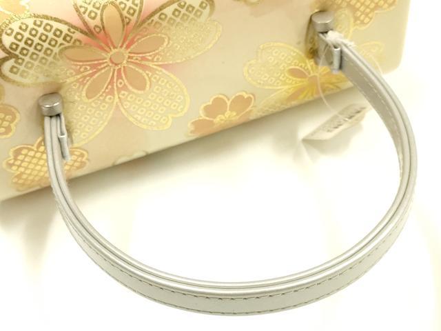 平和屋着物●和装小物 和装バッグ・草履セット 振袖用 ハンドバッグ 花柄 金彩 逸品 未使用 AABJ7340ay
