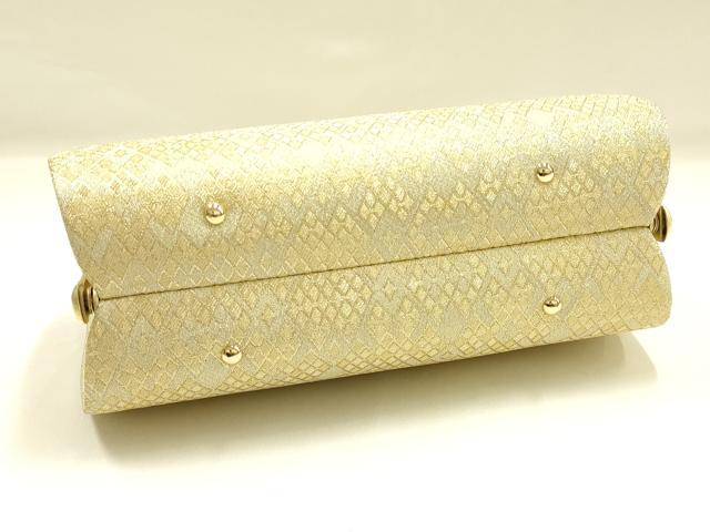平和屋着物●和装小物 和装バッグ ハンドバッグ 幾何学菱文 金糸 逸品 AABJ7378ay