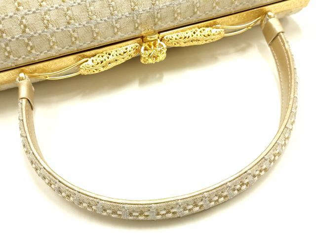 平和屋着物●和装小物 和装バッグ ハンドバッグ 格子 金銀糸 逸品 AABJ7379ay