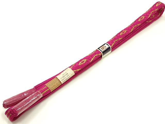 平和屋着物▼和装小物 上質な帯締め 平組 伊賀組紐 三分金糸 撚り房 逸品 未使用 AABJ7393ay