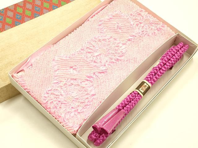 平和屋着物●和装小物 帯締め・帯揚げセット 丸組 柄絞り 花柄 逸品 未使用 AABJ7398ay