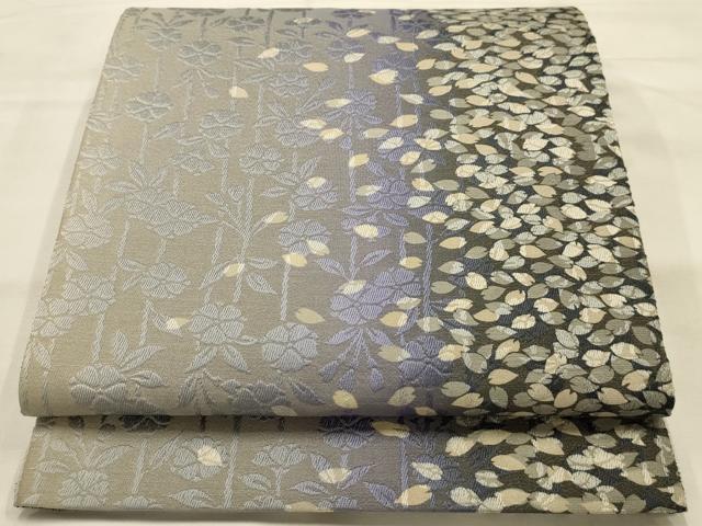 平和屋着物●両面全通柄袋帯 枝垂れ花文 正絹 逸品 未使用 AABJ7406sx