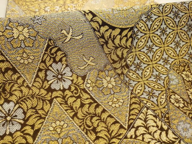 平和屋着物●六通柄袋帯 花鳥文 金銀糸 正絹 逸品 AABJ7409sx