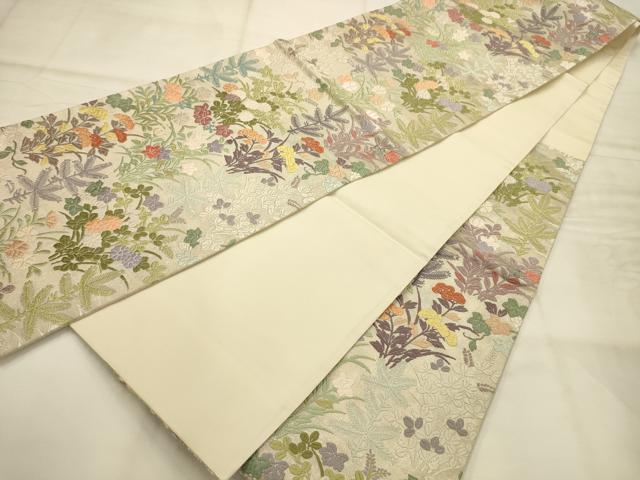 平和屋着物●六通柄袋帯 唐織 草花文 正絹 逸品 AABJ7414sx