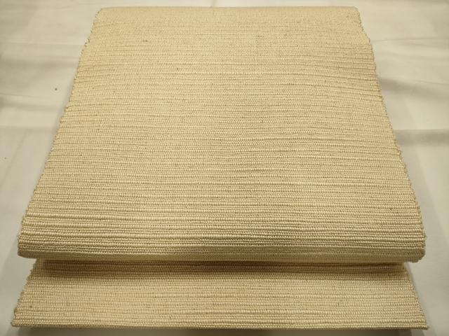 平和屋着物●八寸名古屋帯 信州紬 色無地 浅黄色 正絹 逸品 未使用 AABJ7420sx