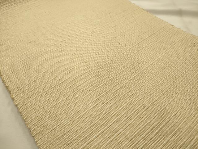 平和屋着物●八寸名古屋帯 信州紬 色無地 浅黄色 正絹 逸品 未使用 AABJ7420sx