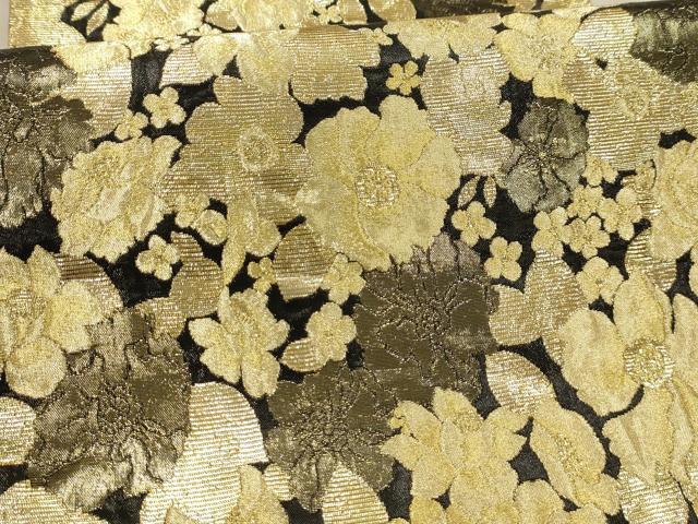 平和屋着物●六通柄袋帯 舞花文 黒地 金糸 正絹 逸品 AABJ7423sx