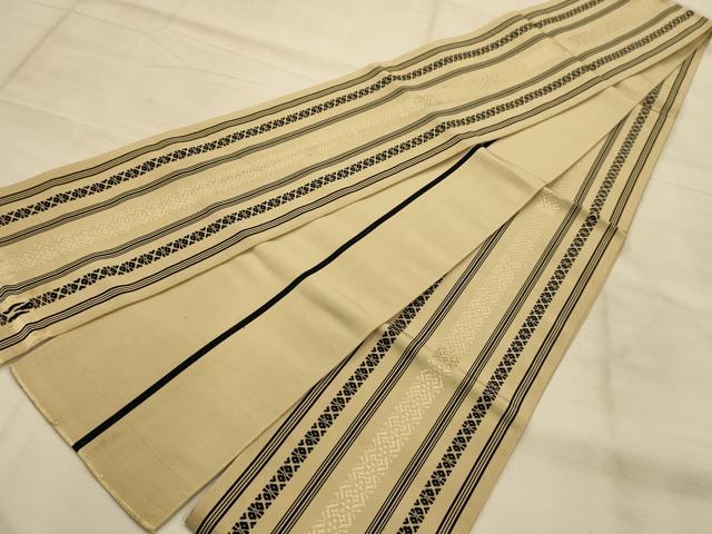 平和屋着物●本場筑前博多織 半幅帯 献上 証紙付き 正絹 逸品 AABJ7438sx