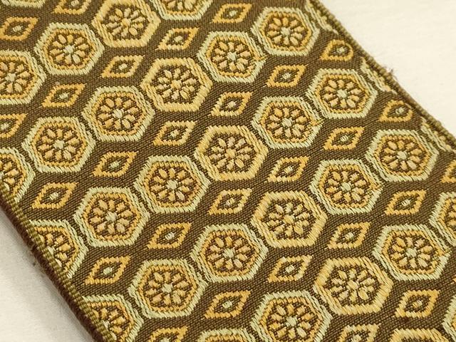 平和屋着物●男性 本場筑前博多織 両面 角帯 亀甲花文 正絹 逸品 AABJ7460sx