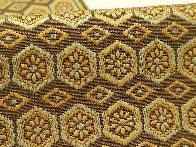 平和屋着物●男性 本場筑前博多織 両面 角帯 亀甲花文 正絹 逸品 AABJ7460sx