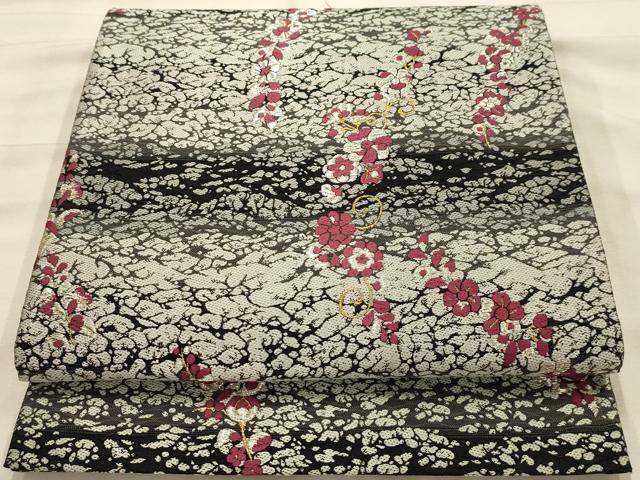平和屋着物●六通柄袋帯 唐織 枝垂れ花唐草文 金銀糸 ますいわ屋扱い 正絹 逸品 AABJ7493sx