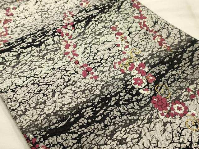 平和屋着物●六通柄袋帯 唐織 枝垂れ花唐草文 金銀糸 ますいわ屋扱い 正絹 逸品 AABJ7493sx