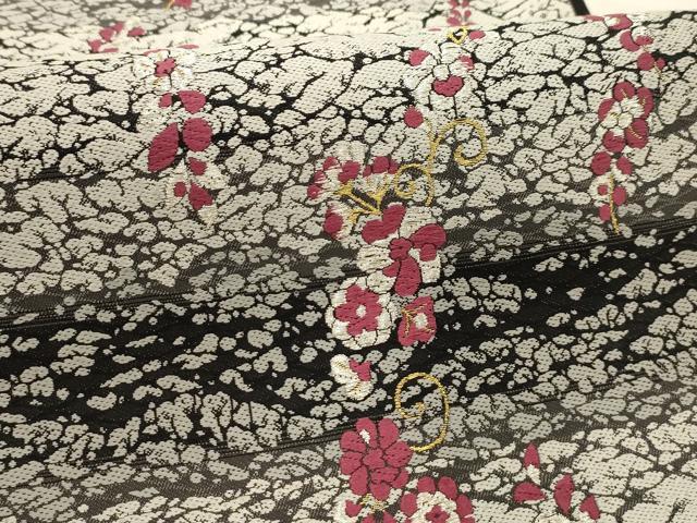 平和屋着物●六通柄袋帯 唐織 枝垂れ花唐草文 金銀糸 ますいわ屋扱い 正絹 逸品 AABJ7493sx