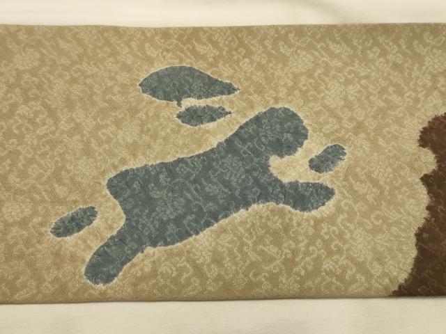 平和屋着物●九寸名古屋帯 絞り 跳び兎 正絹 逸品 AABJ7498sx