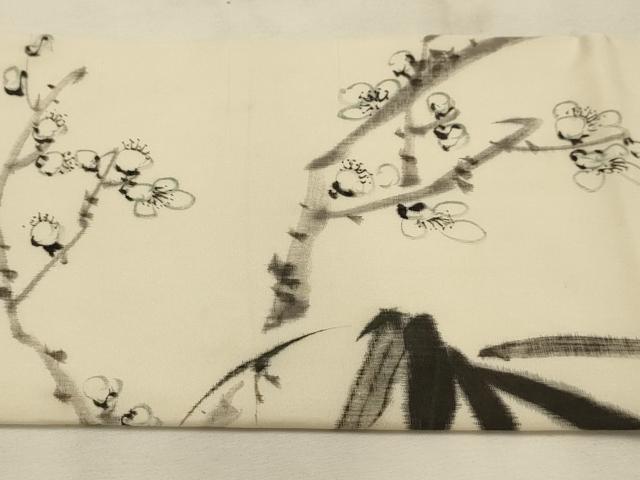 平和屋着物●九寸名古屋帯 作家物 手描き 花鳥文 正絹 逸品 AABJ7500sx
