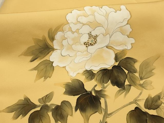 平和屋着物●塩瀬 九寸名古屋帯 作家物 手描き 枝花文 金彩 正絹 逸品 AABJ7504sx