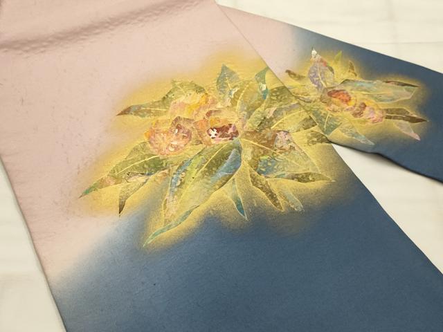 平和屋着物●九寸名古屋帯 作家物 草花文 金彩 正絹 逸品 AABJ7505sx