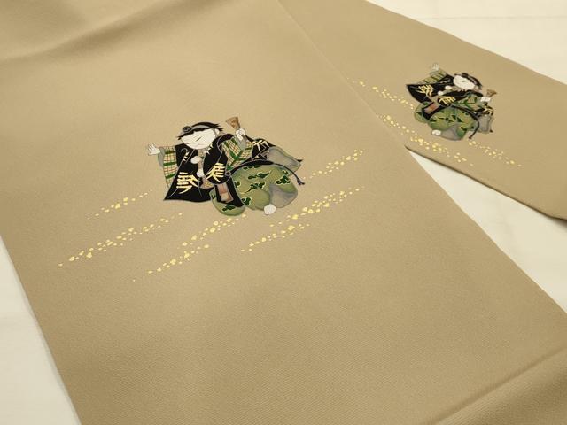 平和屋着物●内山晴祥 手描き 九寸名古屋帯 作家物 人物文 金彩 正絹 逸品 AABJ7506sx