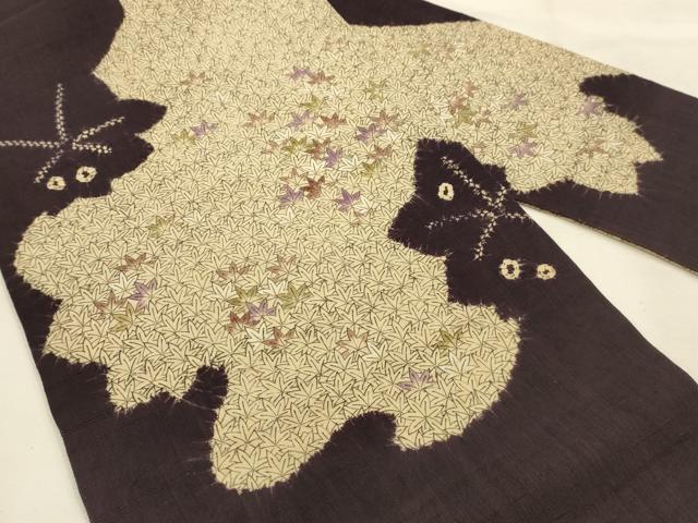 平和屋着物●九寸名古屋帯 絞り 楓 生紬 正絹 逸品 AABJ7511sx