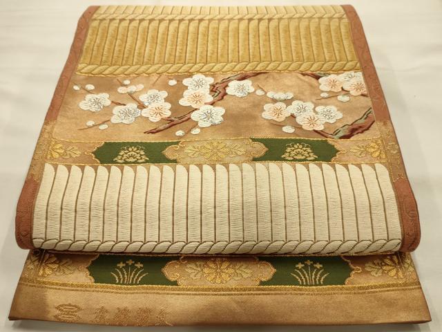 平和屋着物●西陣河村織物謹製・手織り 六通柄袋帯 唐織 武将鎧文 金銀糸 正絹 逸品 AABJ7516sx