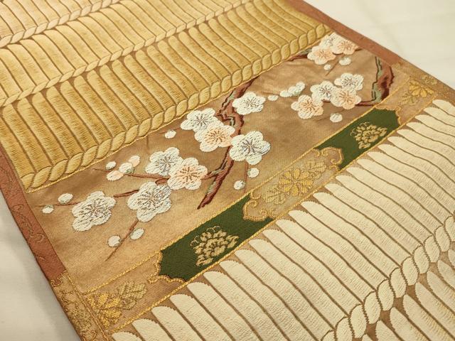 平和屋着物●西陣河村織物謹製・手織り 六通柄袋帯 唐織 武将鎧文 金銀糸 正絹 逸品 AABJ7516sx